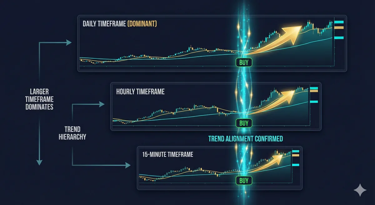 Multi-timeframe confirmation visualization